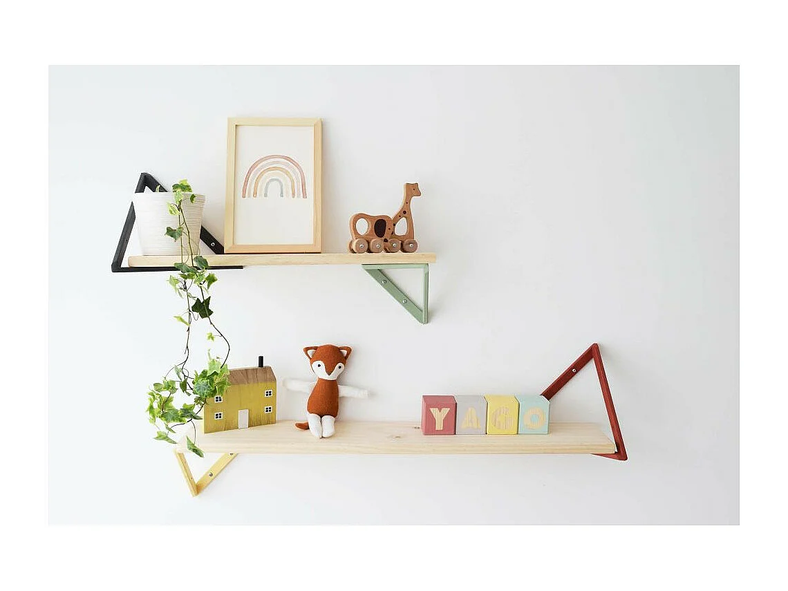 Etagère tablette murale en pin brut (Lot de 2)