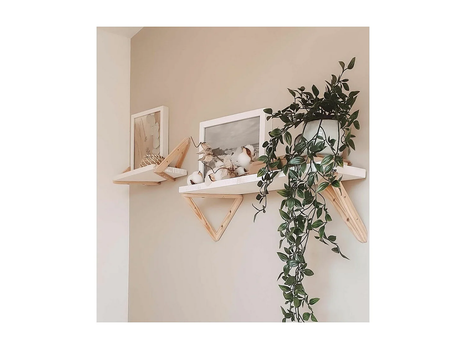 Etagère tablette murale en pin brut (Lot de 2)