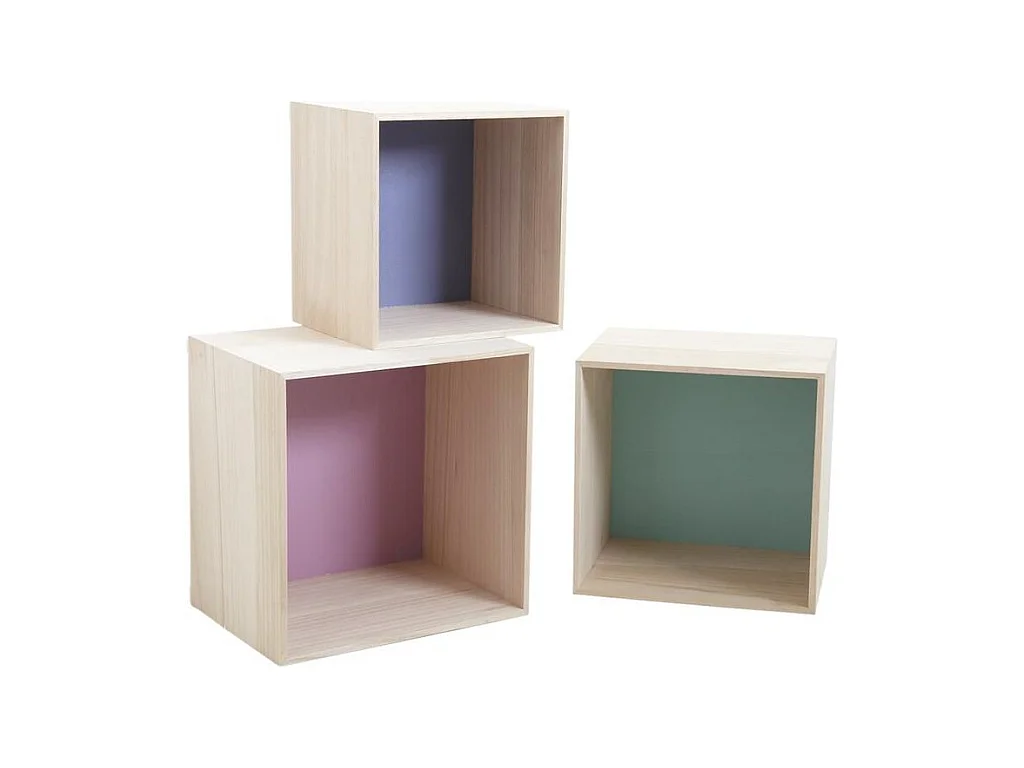 Niches murales carrées colorées (Lot de 3)