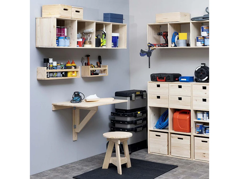 Etagère murale pliable en pin massif