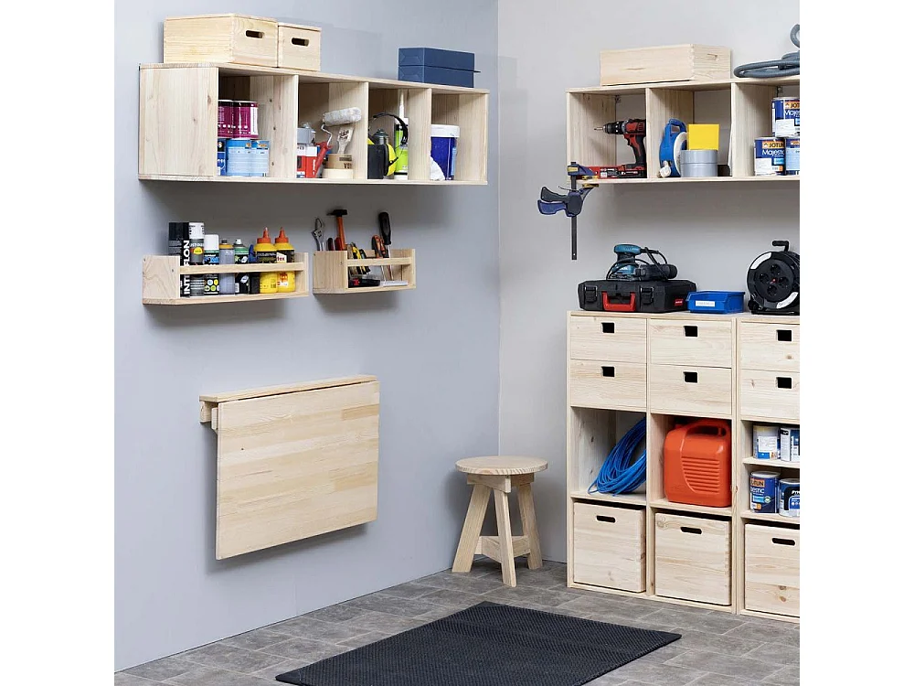 Etagère murale pliable en pin massif