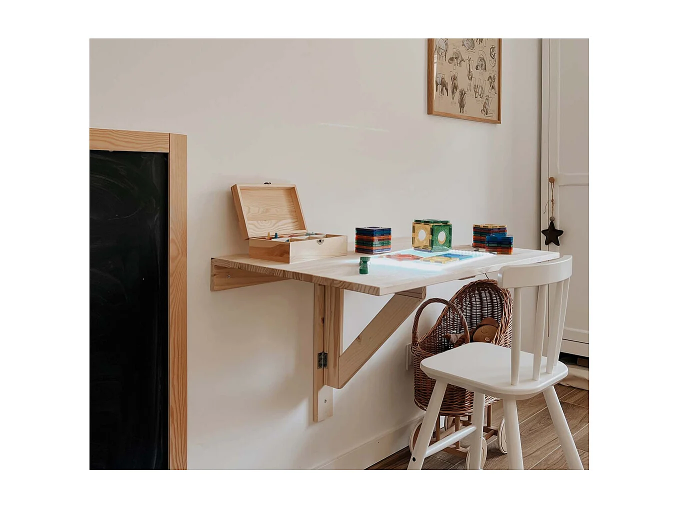 Etagère murale pliable en pin massif