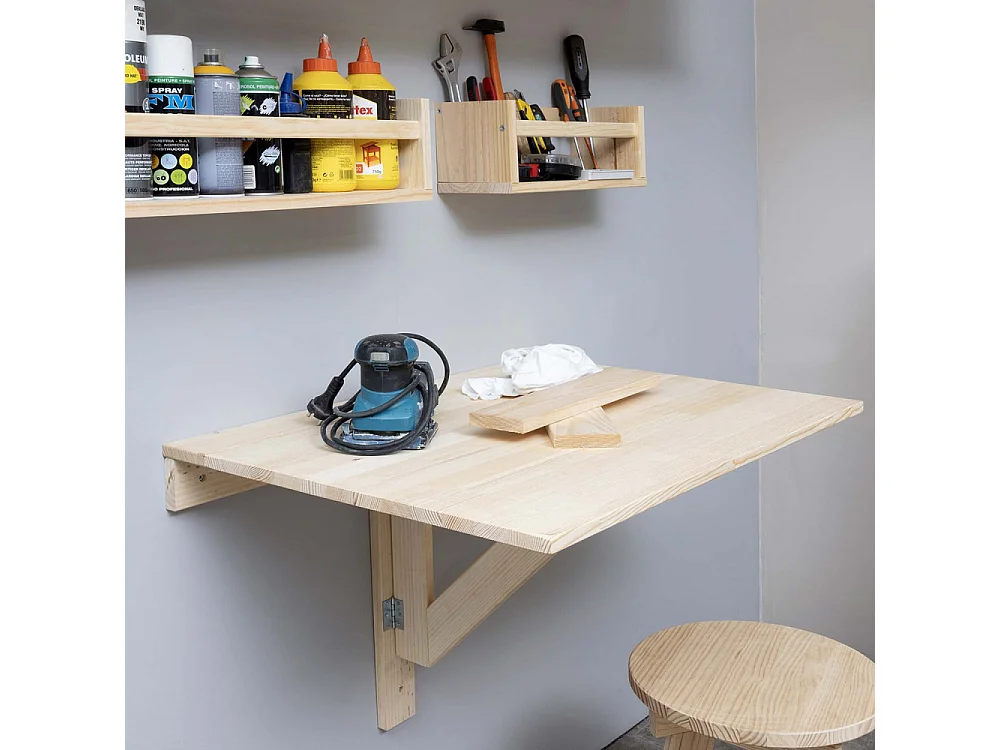 Etagère murale pliable en pin massif