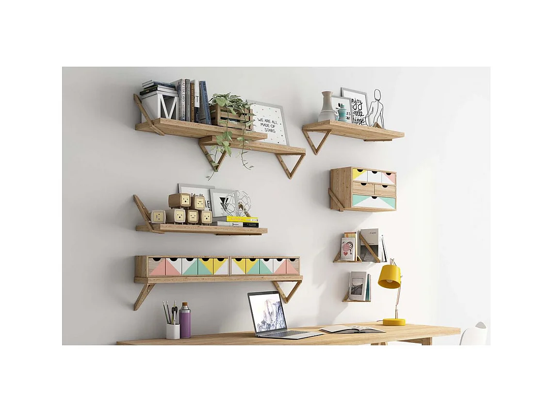 Etagère tablette murale en pin brut 60 x 25 cm