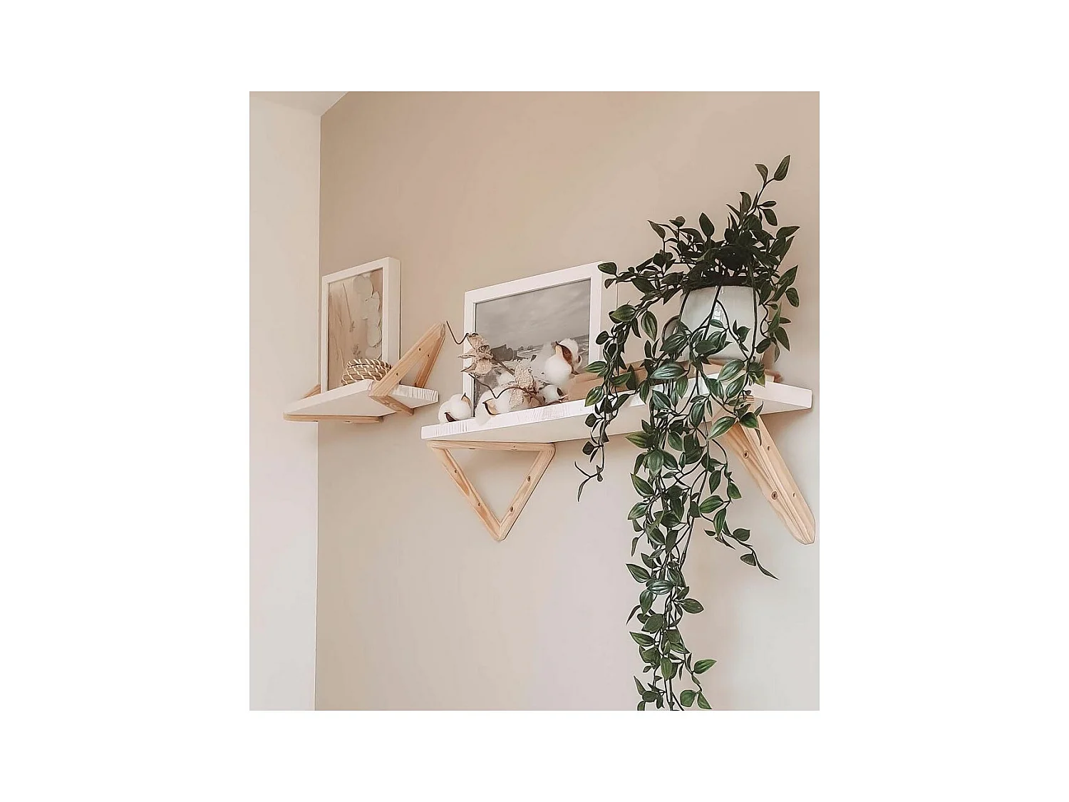 Etagère tablette murale en pin brut 60 x 25 cm