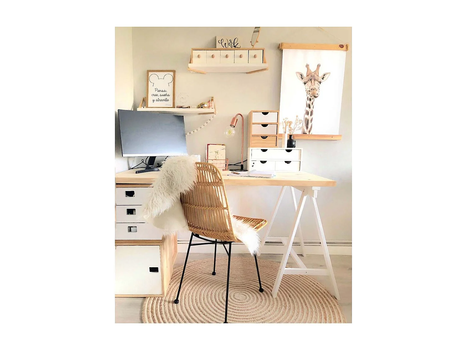 Etagère tablette murale en pin brut 60 x 25 cm