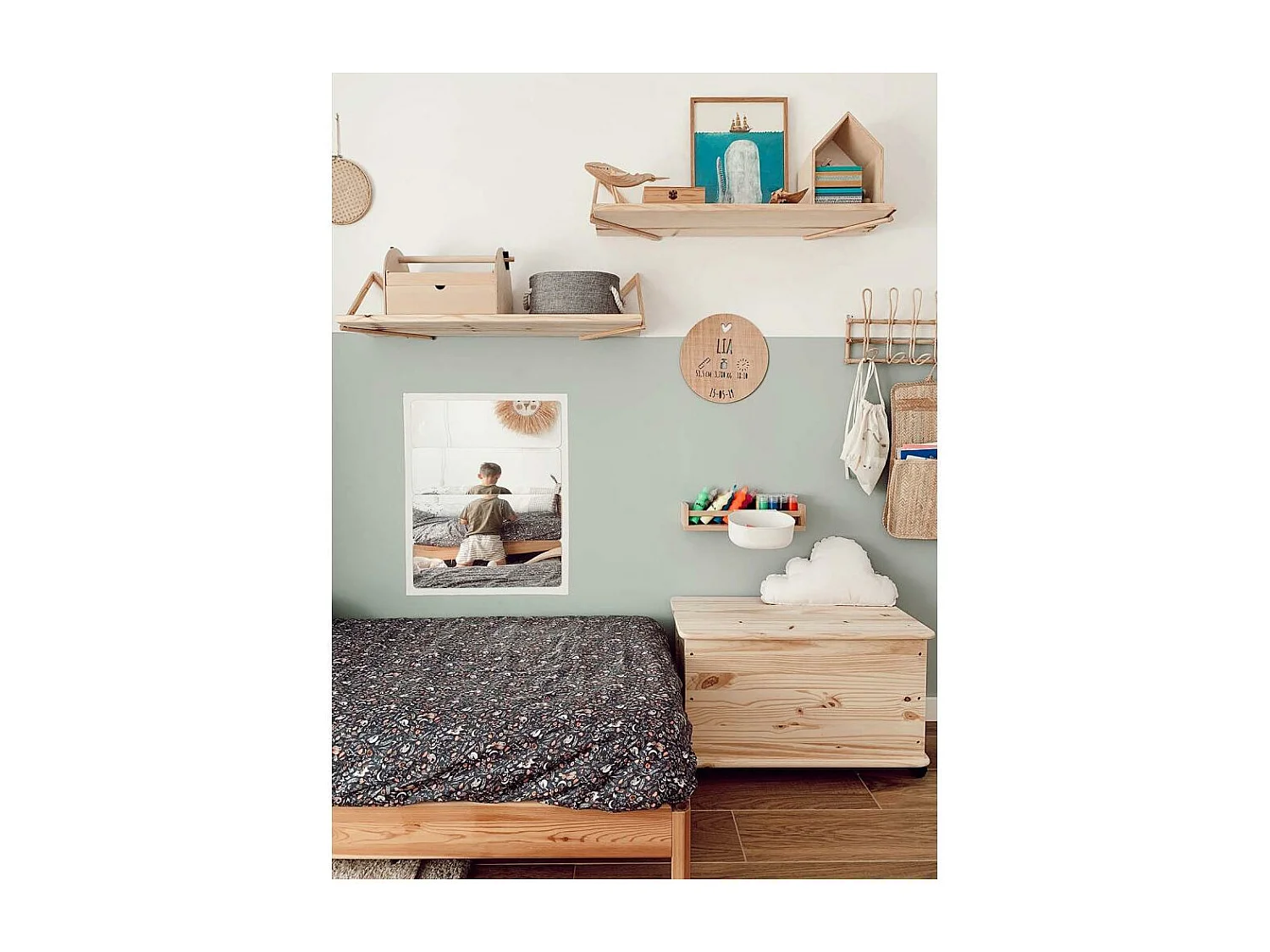 Etagère tablette murale en pin brut 90 x 25 cm