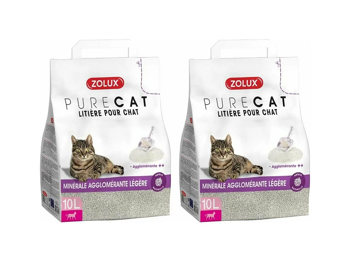 Litière minérale agglomérée légère 10L (Lot de 2)
