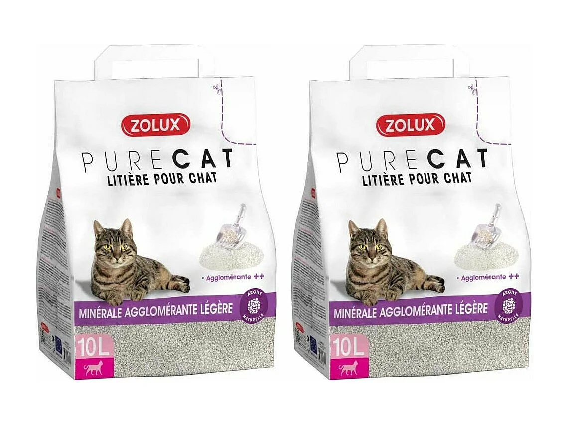 Litière minérale agglomérée légère 10L (Lot de 2)