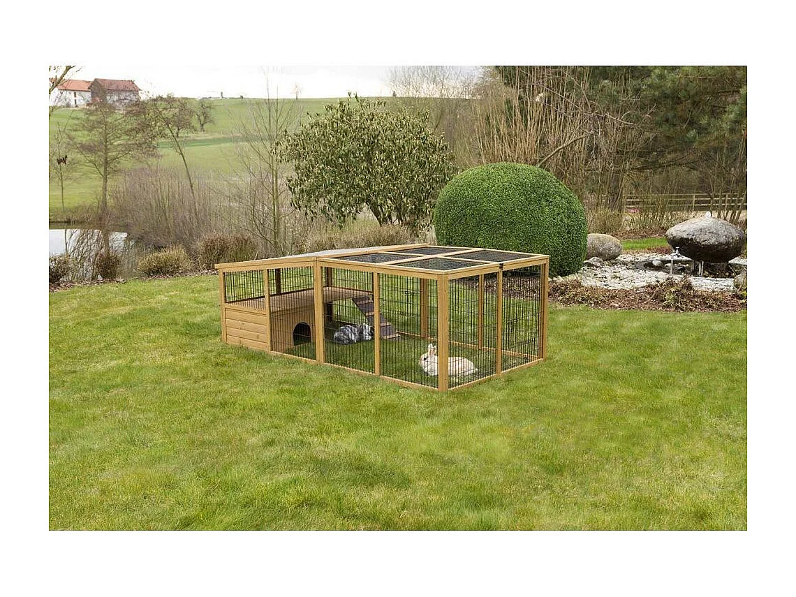 Enclos extérieur pour petits animaux avec dispositif anti-fugue