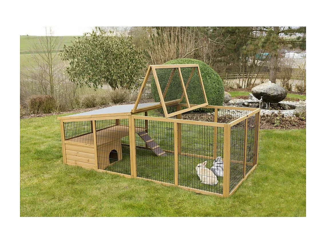 Enclos extérieur pour petits animaux avec dispositif anti-fugue