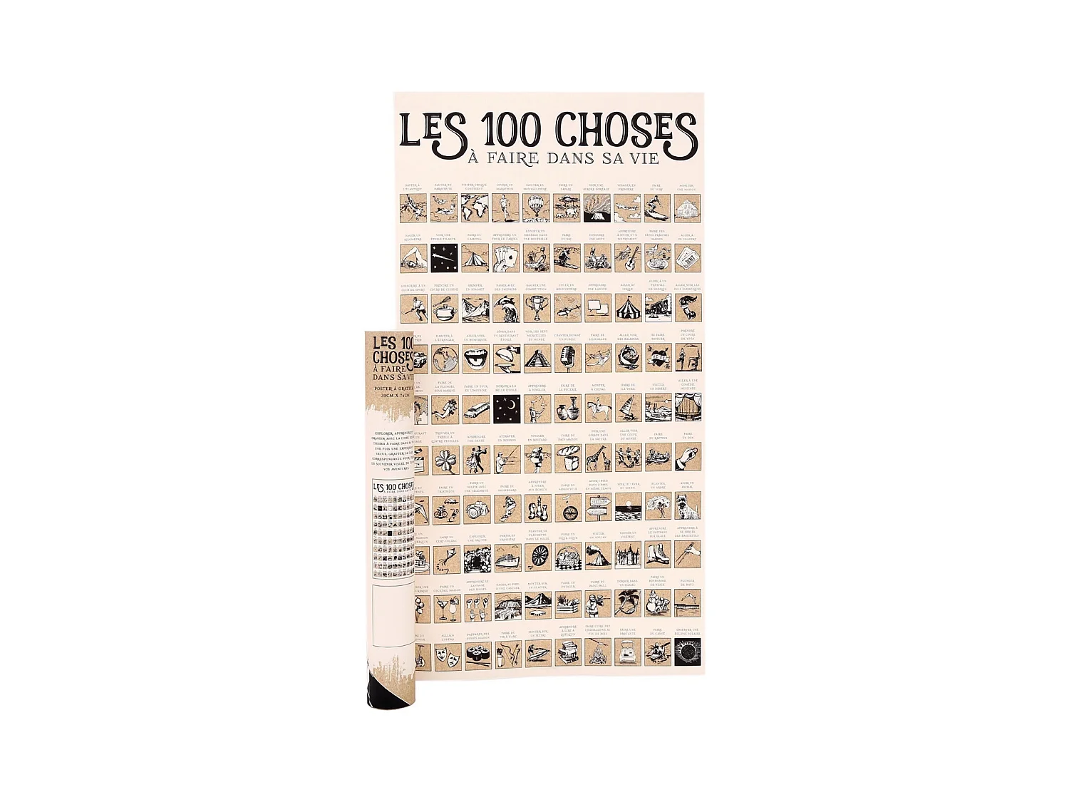Poster à gratter Les 100 choses à faire dans sa vie
