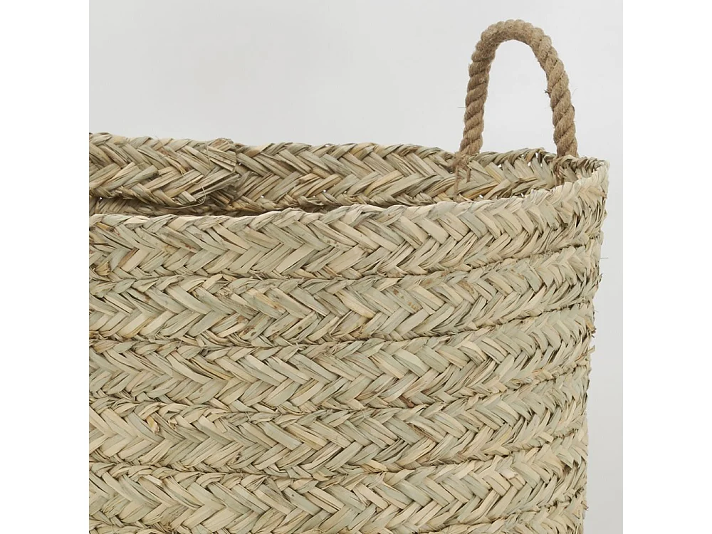 Corbeille à linge haute en jonc tressé