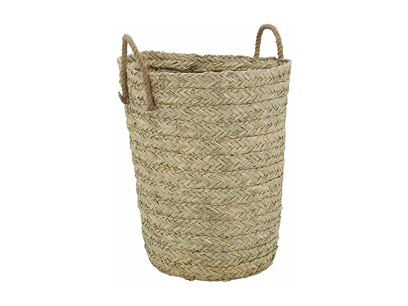 Corbeille à linge haute en jonc tressé