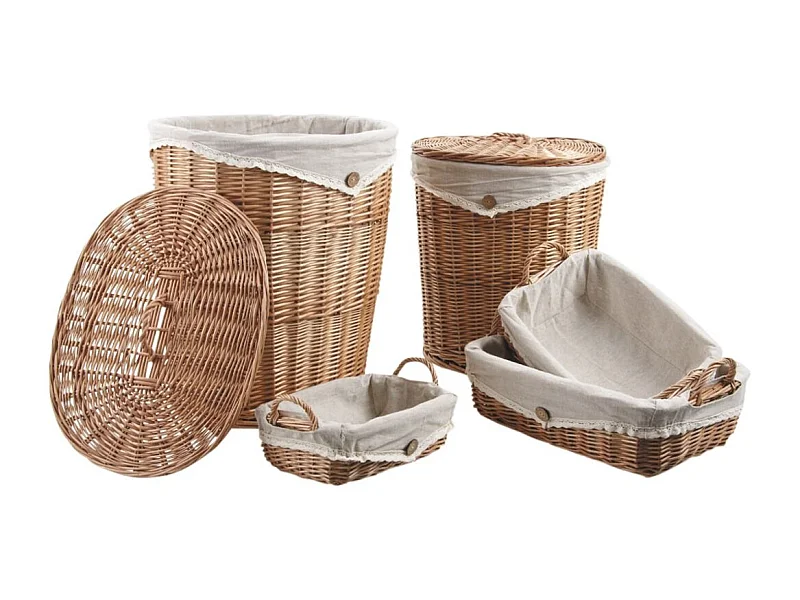 Ensemble paniers à linge et corbeilles en osier (lot de 5)