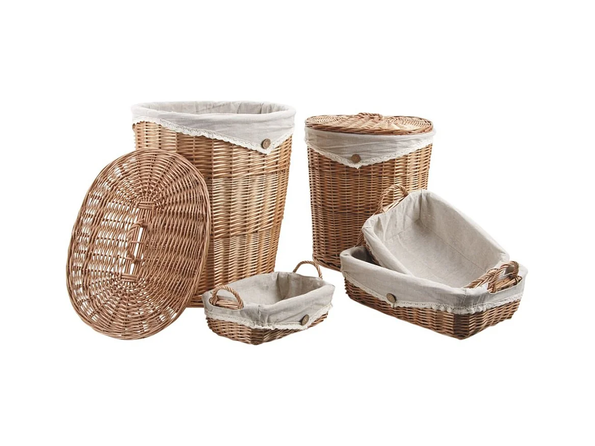 Ensemble paniers à linge et corbeilles en osier (lot de 5)