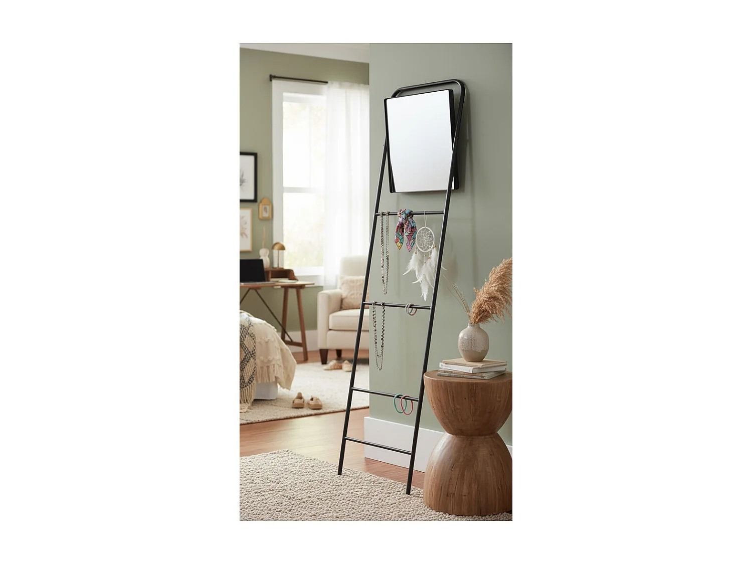 Miroir échelle en métal Porte serviette