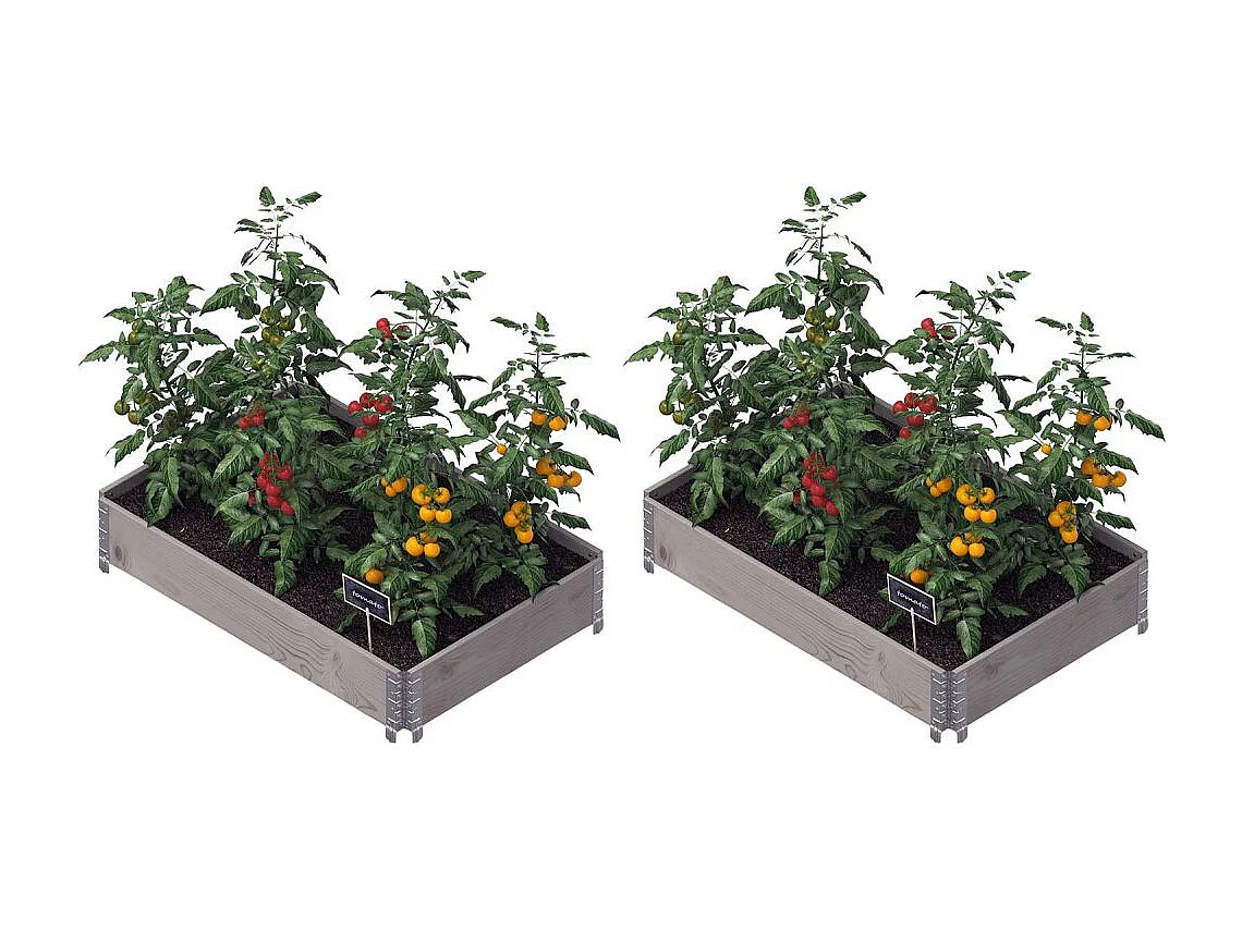 Carré potager Gardenbox 120 x 80 cm (Lot de 2) Gris