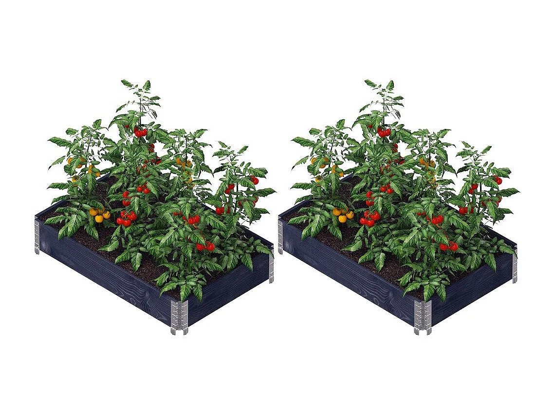 Carré potager Gardenbox 120 x 80 cm (Lot de 2) Noir