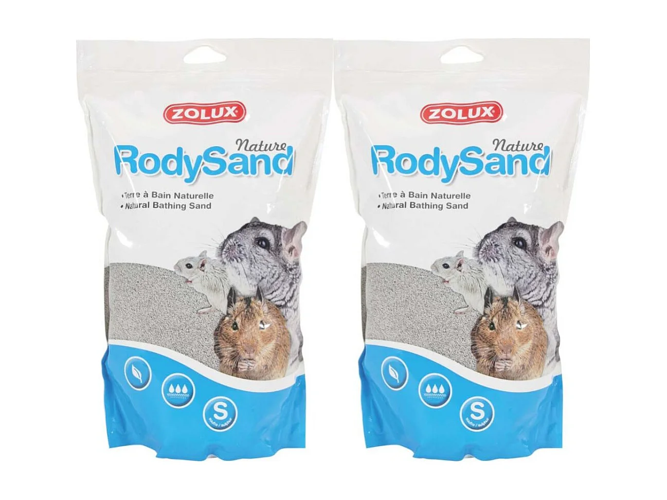 Terre à bain pour chichillas Rody sand 2L (Lot de 2)