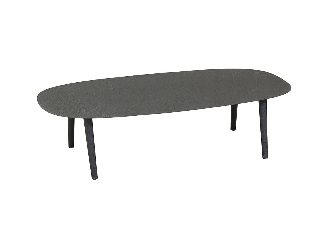 Table basse ovale en métal texturé noir