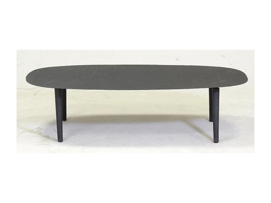 Table basse ovale en métal texturé noir