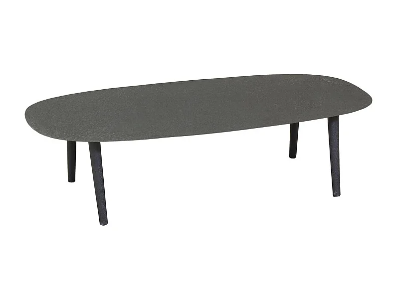 Table basse ovale en métal texturé noir