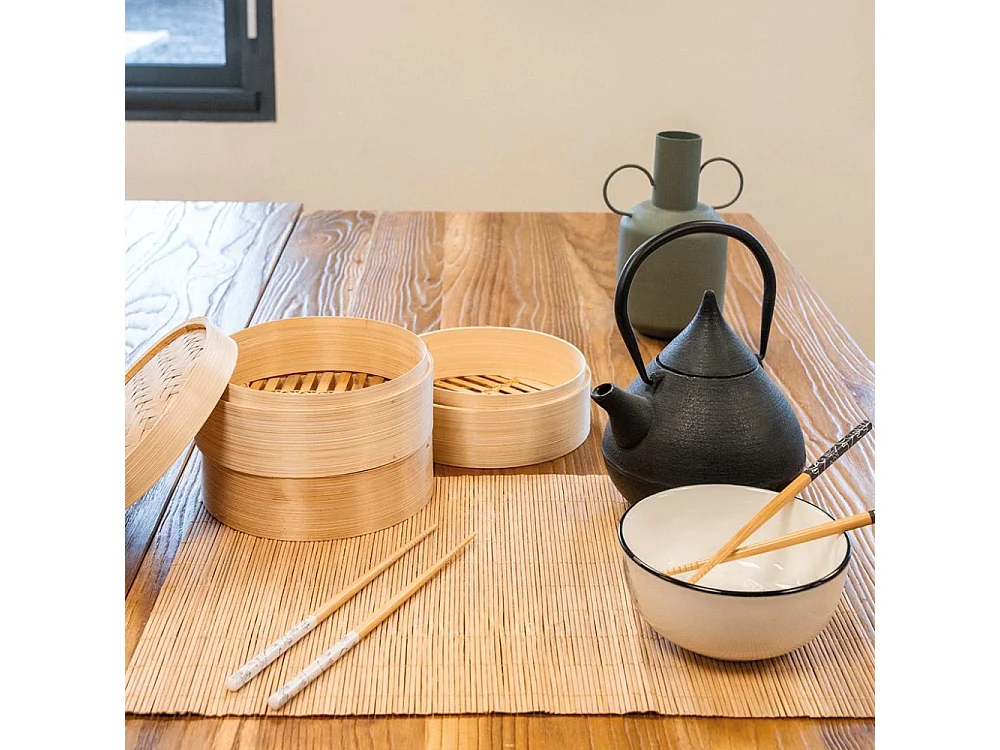 Cuit vapeur en bambou 3 étages Diamètre 23 cm