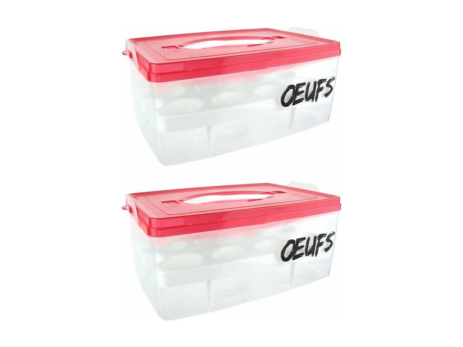 Boite à oeufs en plastique 24 emplacements 2 étages (Lot de 2)