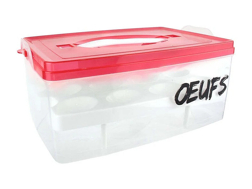 Boite à oeufs en plastique 24 emplacements 2 étages (Lot de 2)