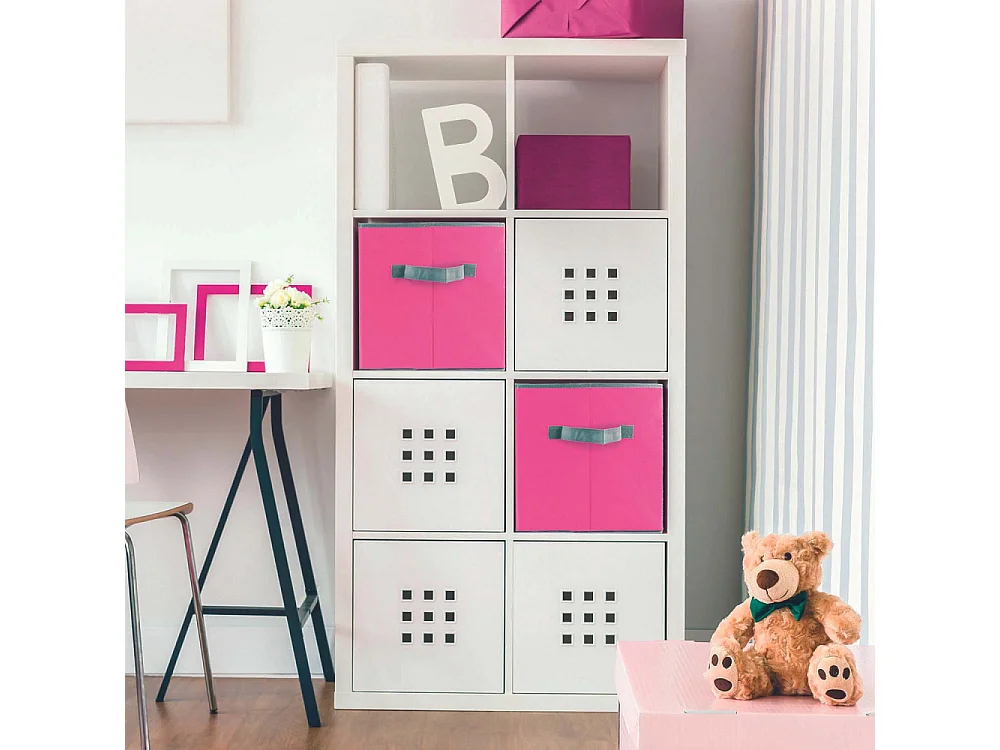 Cube de rangement coloré 30 x 30 cm (Lot de 2) fuschia