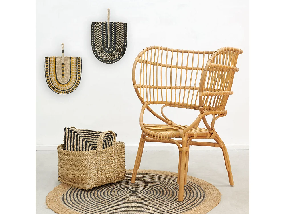 Corbeilles carrées en jonc naturel tressé (lot de 3)