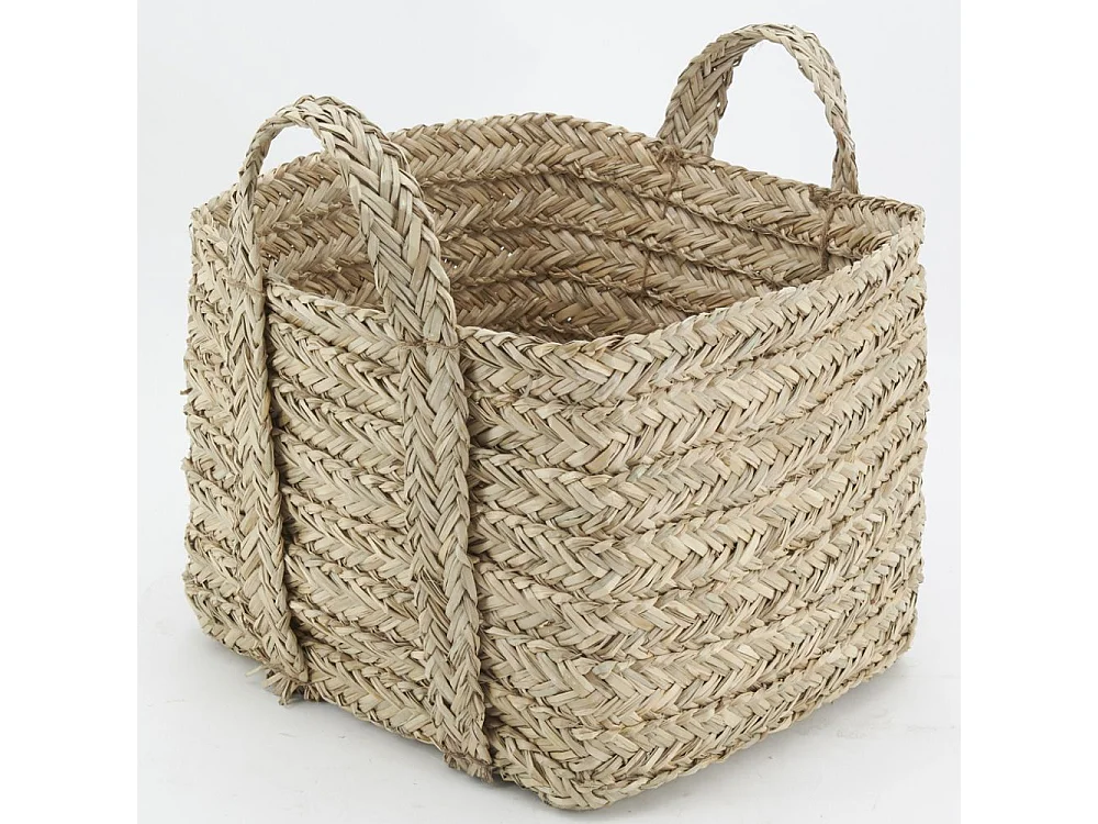 Corbeilles carrées en jonc naturel tressé (lot de 3)