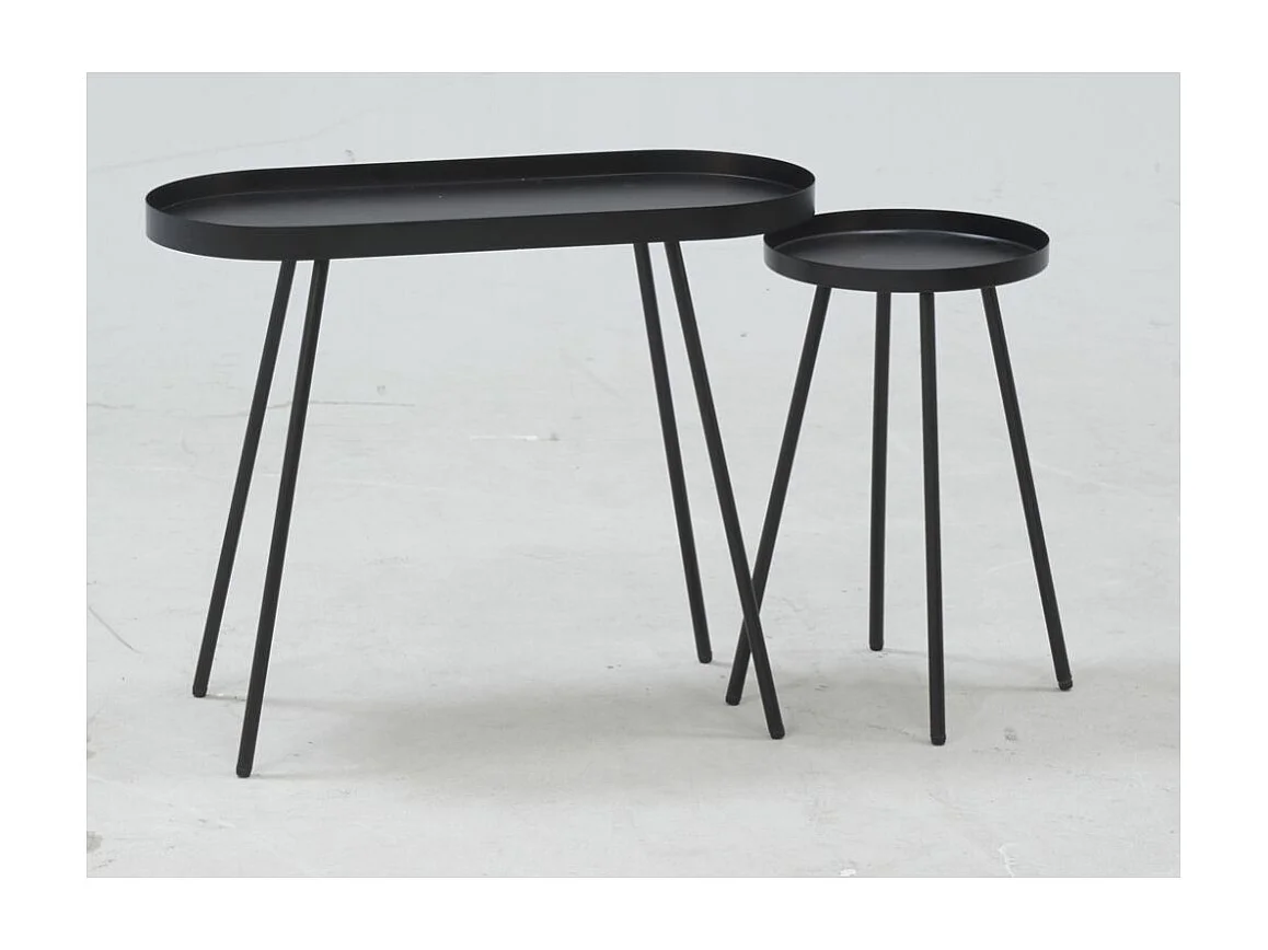 Table basse ovale en métal noir 70 x 30 x 57 Noir