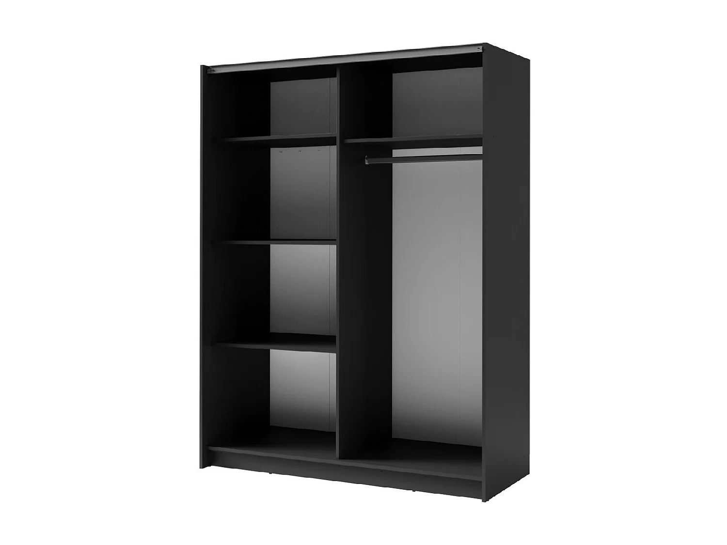 Armoire 2 portes coulissantes avec miroir - Collection GOZU - Coloris gris graphite - 150 x 198 x 62 cm