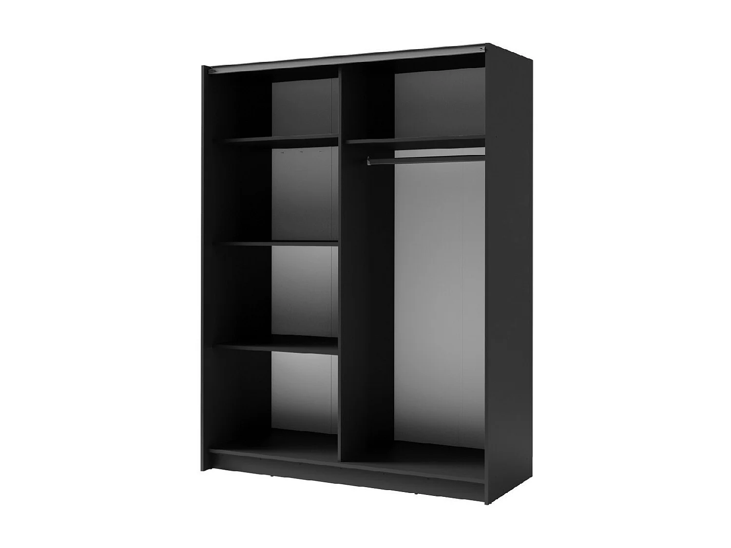 Schwebetürenschrank GOZU mit Spiegel - Farbe Graphitgrau - 180 x 198 x 62 cm