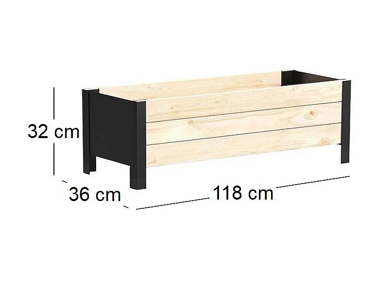 Jardinière en bois et métal Modern Bas