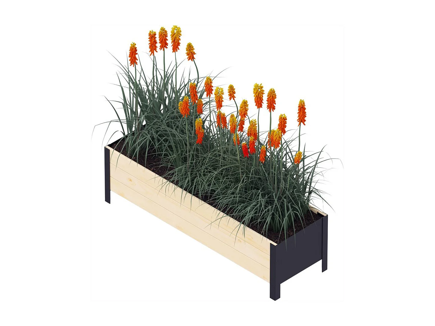 Jardinière en bois et métal Modern Bas