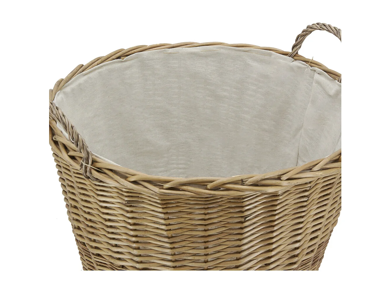 Corbeille à roulettes en osier avec doublure en jute Ronde