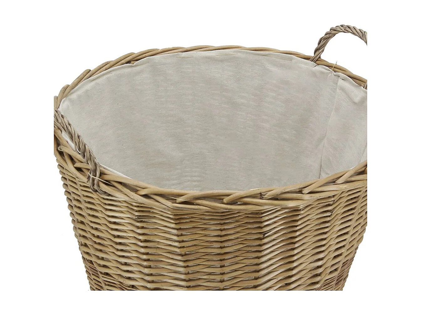 Corbeille à roulettes en osier avec doublure en jute Ronde