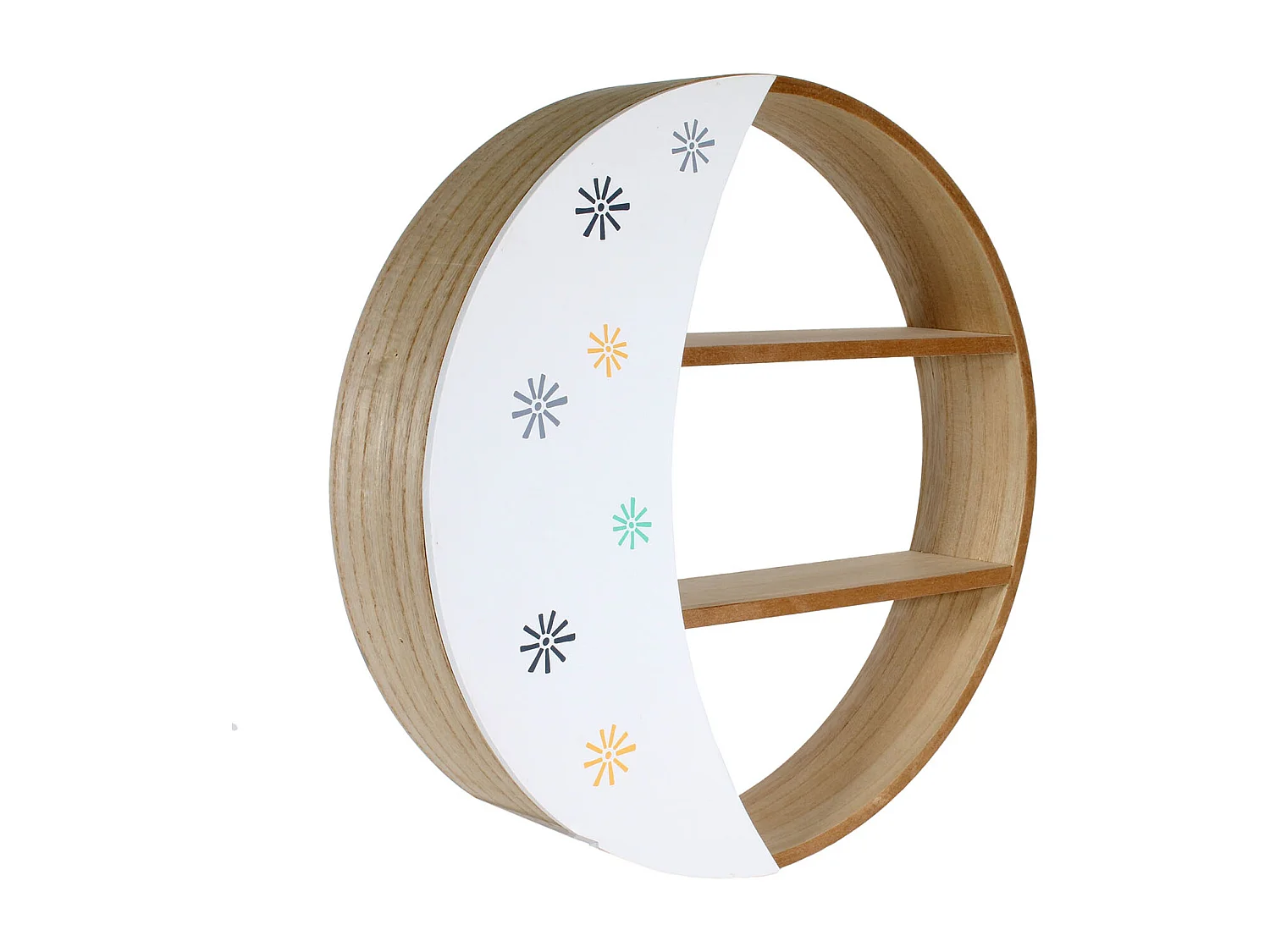 Etagere Bois Ronde Demi Lune Blanc, Bleu