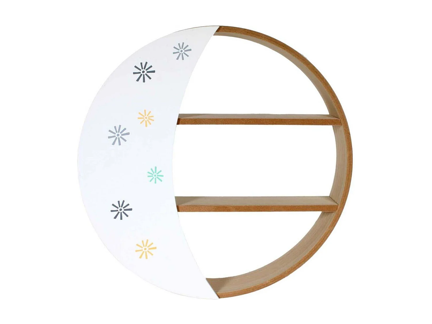 Etagere Bois Ronde Demi Lune Blanc, Bleu