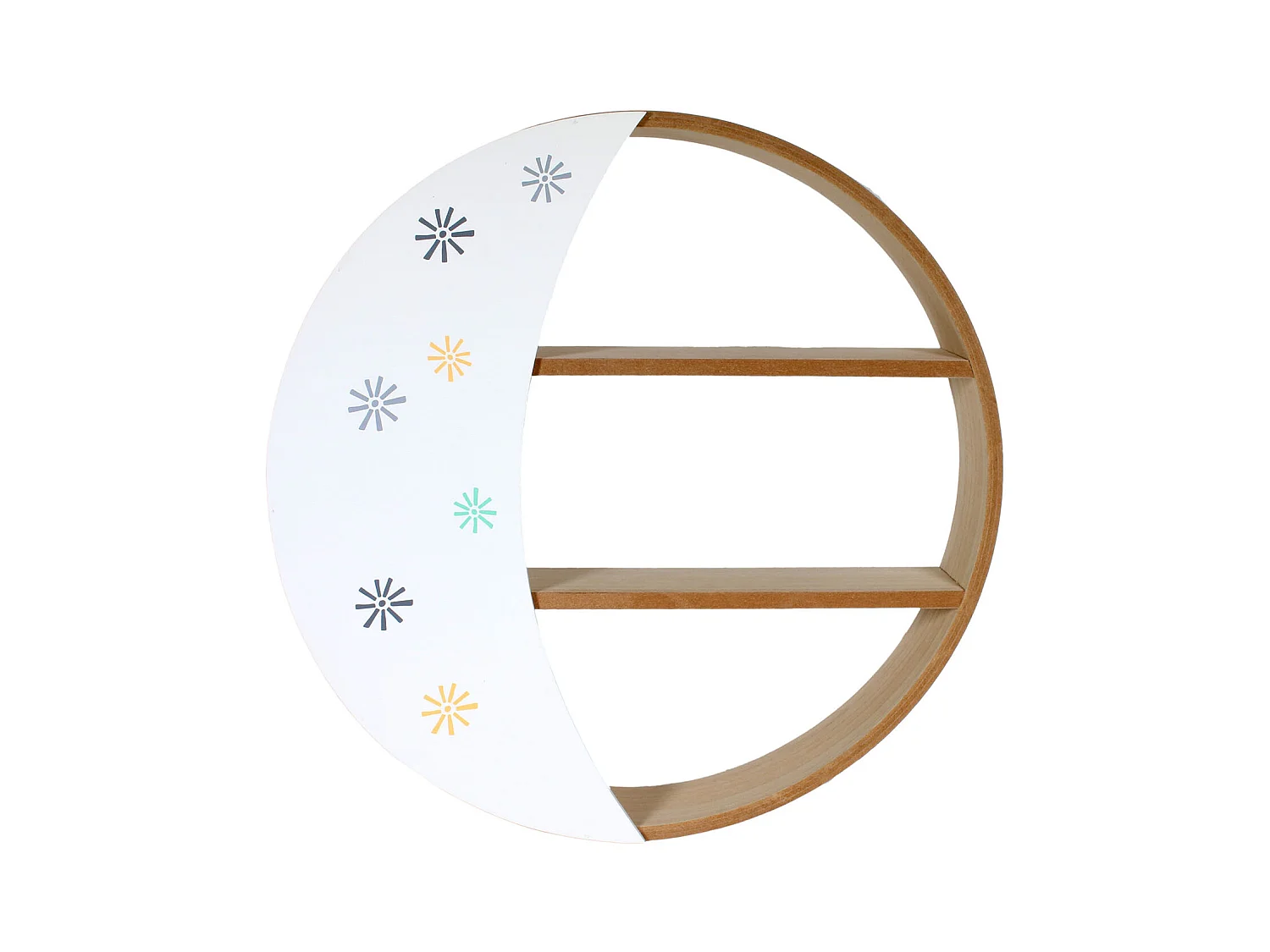 Etagere Bois Ronde Demi Lune Blanc, Bleu