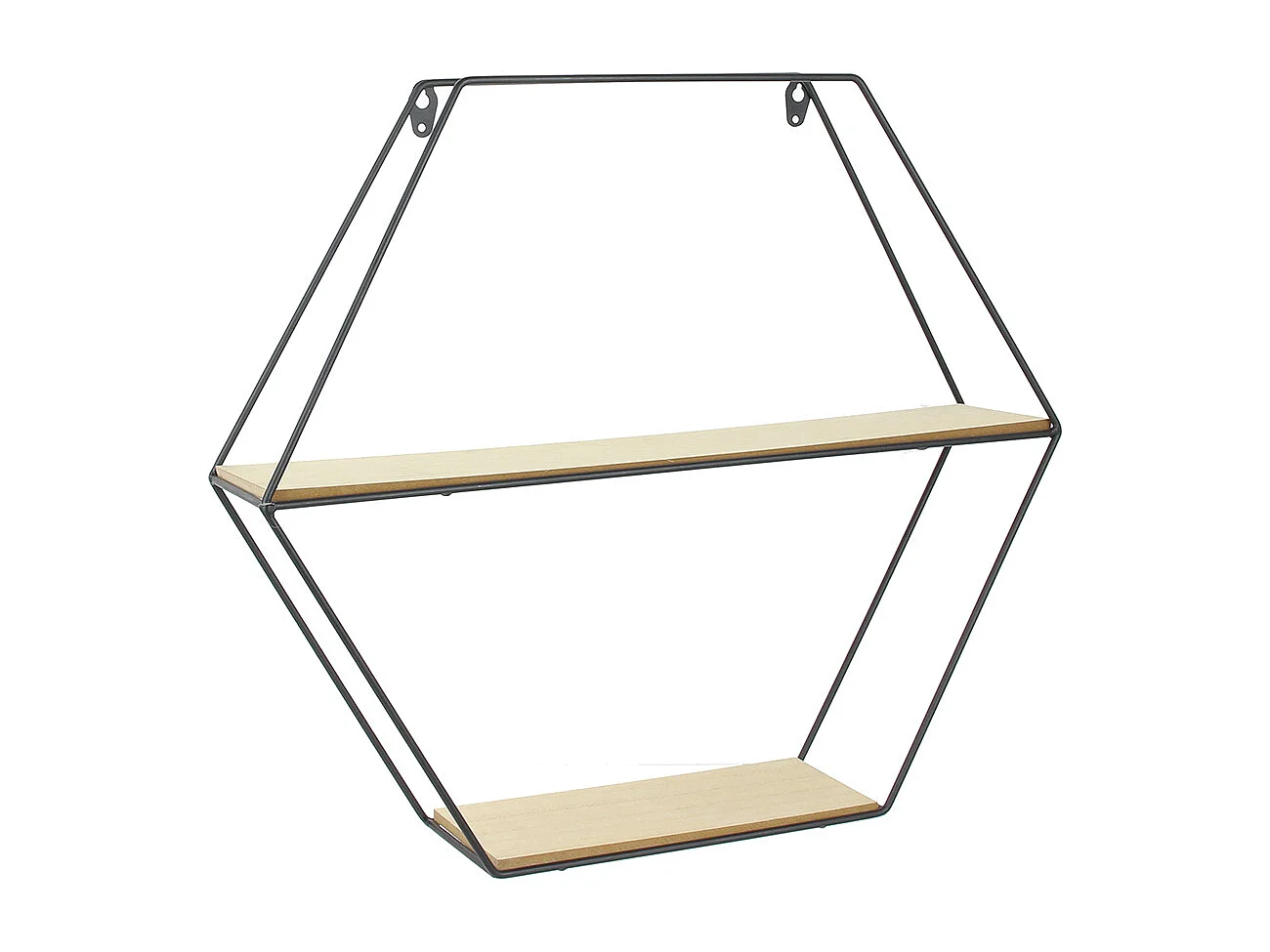 Estantería hexagonal de madera y metal de 46 cm