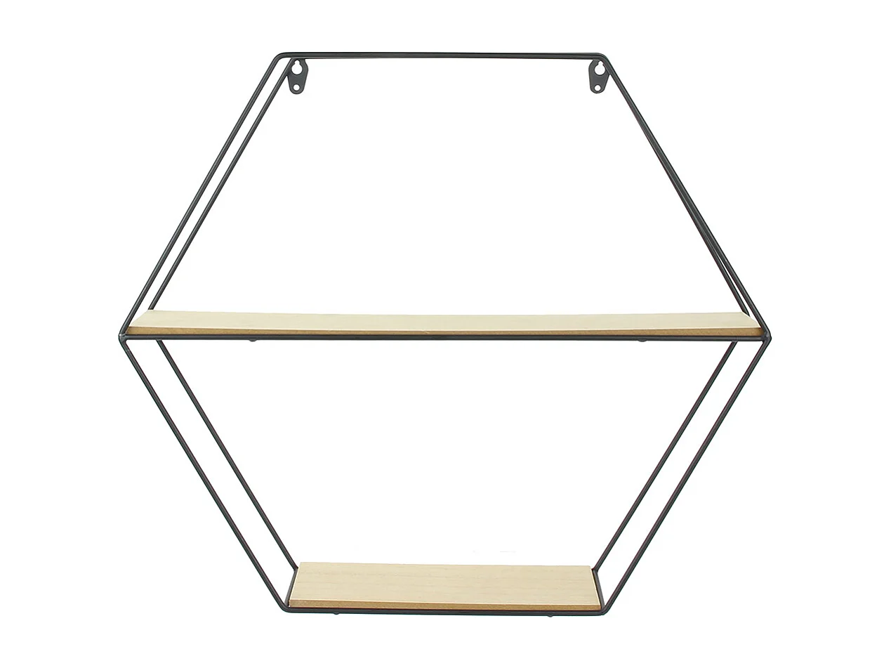 Estantería hexagonal de madera y metal de 46 cm