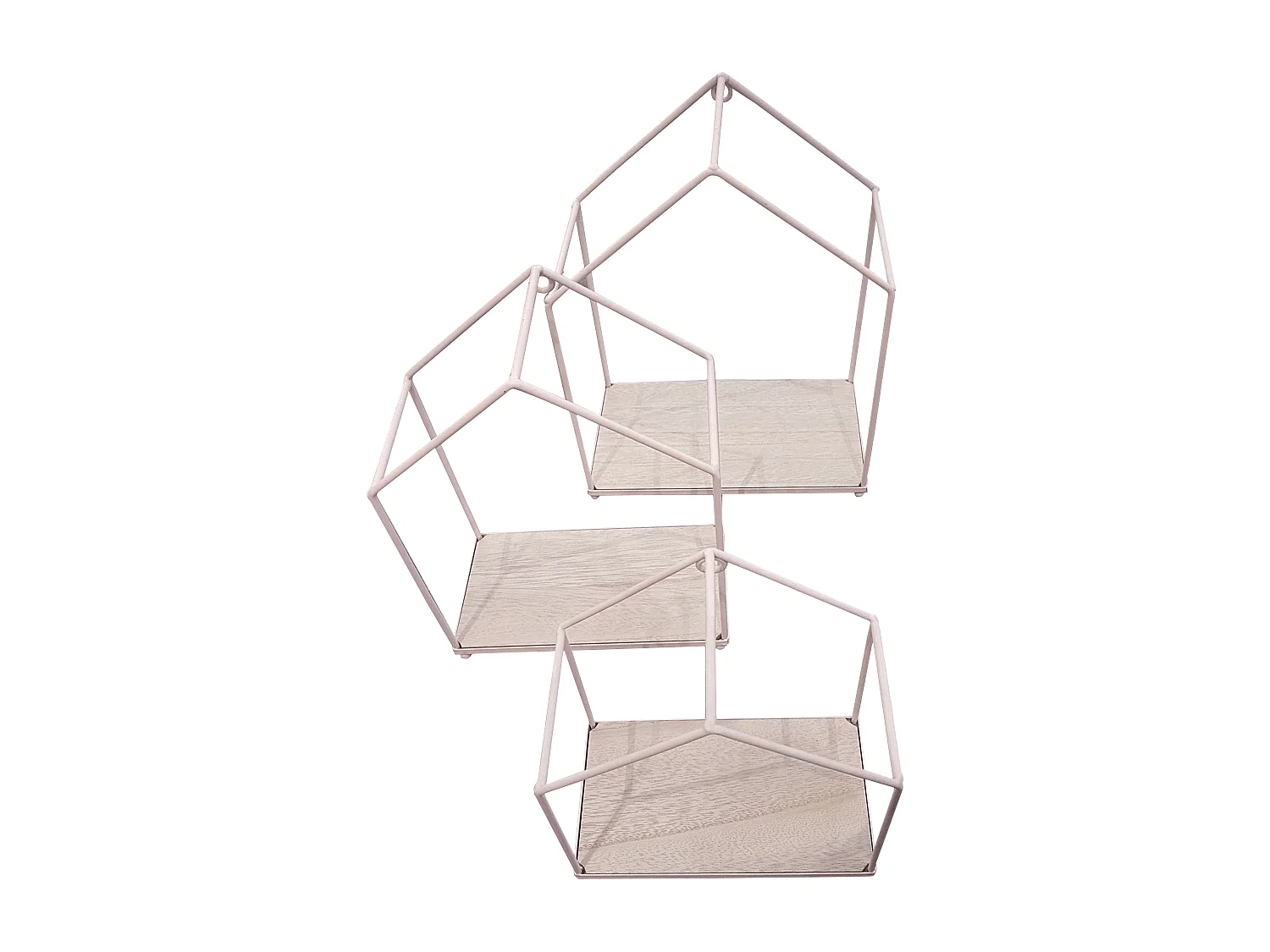 Etagere Maison Filaire Rose X3 Rose, Marron