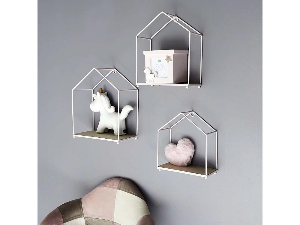 Etagere Maison Filaire Rose X3 Rose, Marron