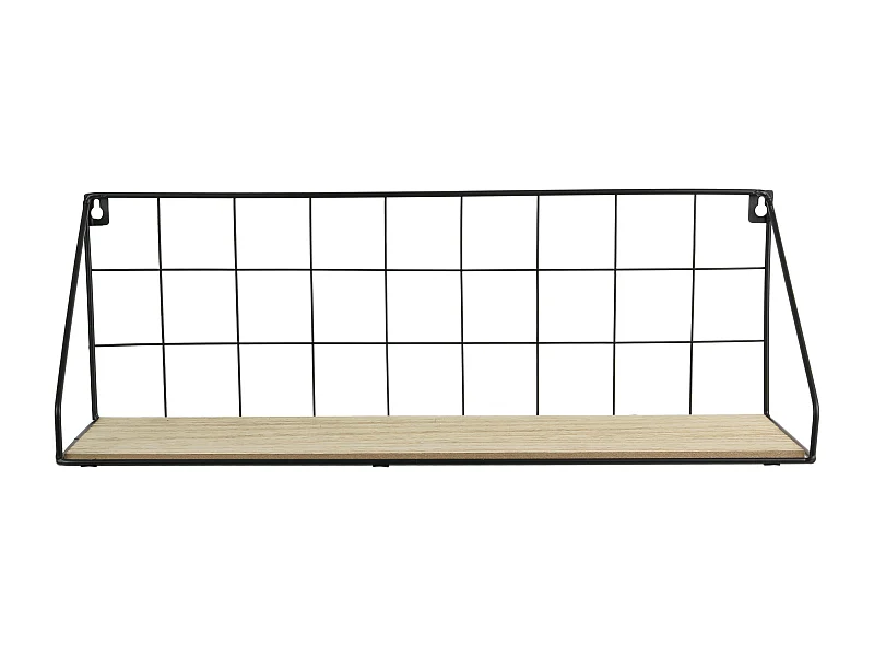 Etagere Bois Metal Rectangle 15x45x15cm Noir, Beige