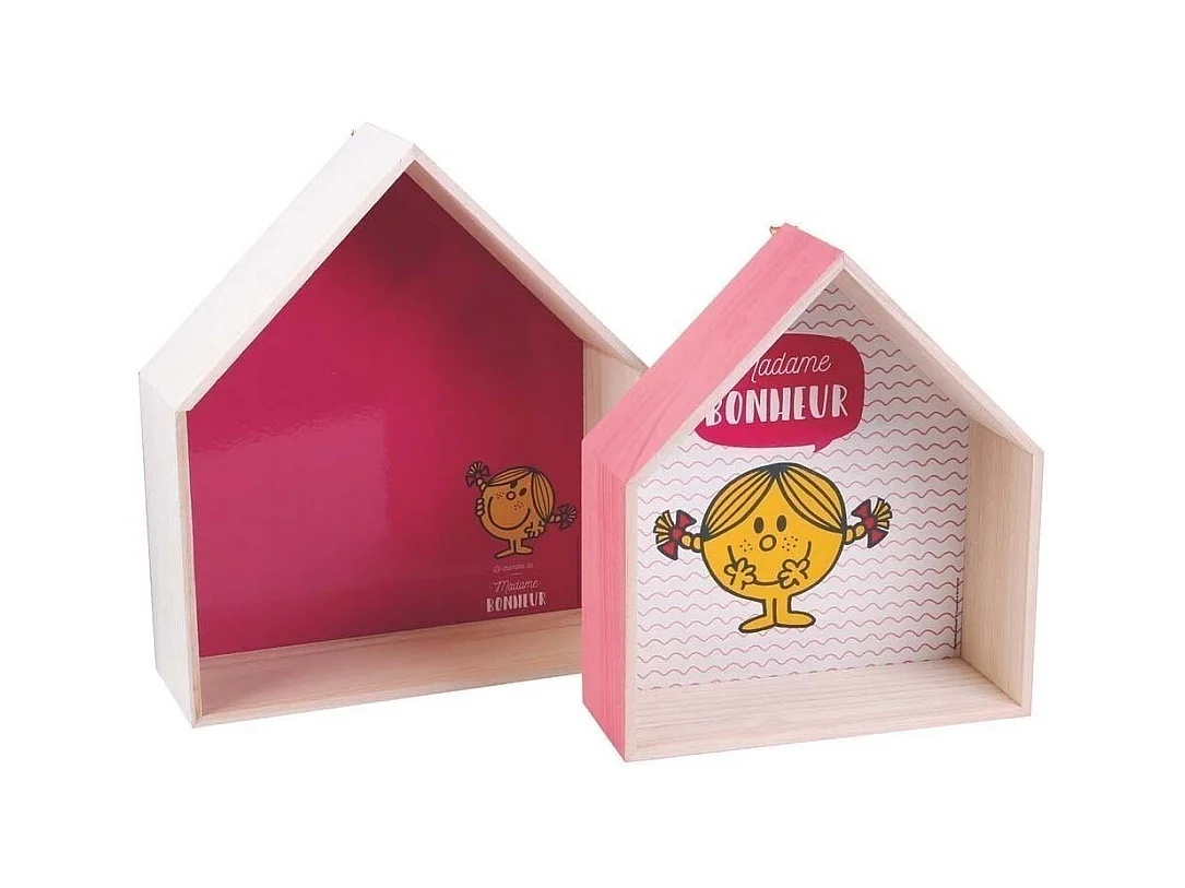 Etagères en bois maison Monsieur Madame (Lot de 2)