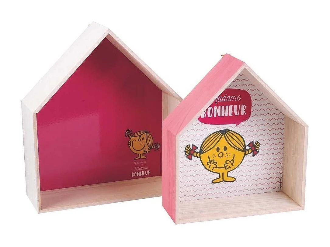 Etagères en bois maison Monsieur Madame (Lot de 2)